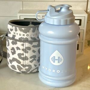 HydroJug 73oz Pastel Blue Water Bottle with Cheetah Sleeve